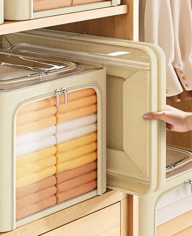 Beige Wardrobe Slimline Folable Clothes Storgae Box.
